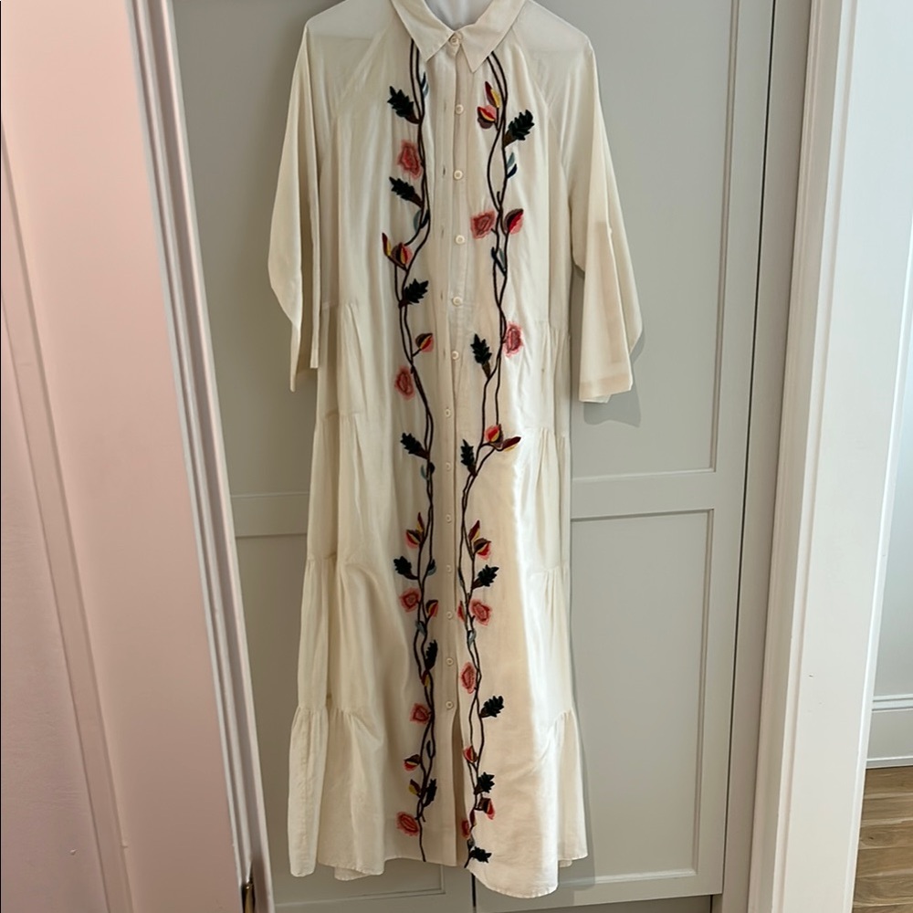 Embroidered Cream Maxi Dress from Anthropologie